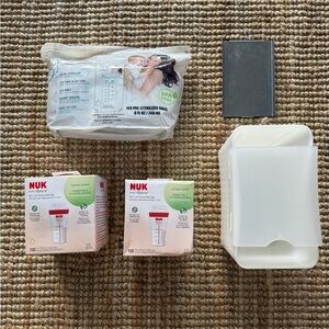 Breast Milk Storage Bags (200 6oz/100 8oz) and Milkies Freezer Organizer System